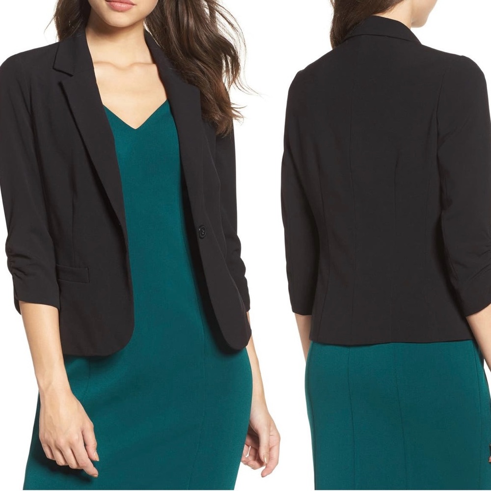 New Black Blazer Jacket - XS - Ruched Sleeve - Eliza J - Nordstrom